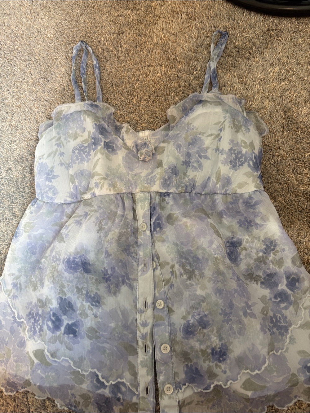 Hollister Light Blue Lavender Floral Lace Cami